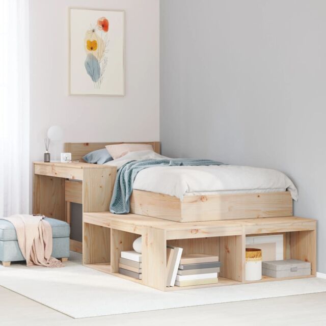 Berkfield Home Bedside Cabinet with Desk 232x122x75 cm Solid Wood Pine in Brown - Size: 232 x 122 x 75 cm - image 1