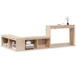 Berkfield Home Bedside Cabinet with Desk 232x122x75 cm Solid Wood Pine in Brown - Size: 232 x 122 x 75 cm - thumbnail 2
