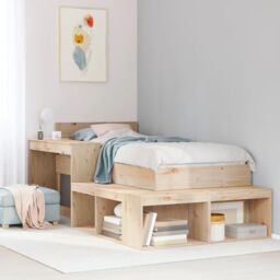 Berkfield Home Bedside Cabinet with Desk 232x122x75 cm Solid Wood Pine in Brown - Size: 232 x 122 x 75 cm - thumbnail 1