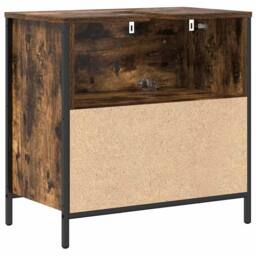 Berkfield Home Decorative Bathroom Basin Cabinet with Drawers Smoked Oak 60x34.5 in Brown - thumbnail 8