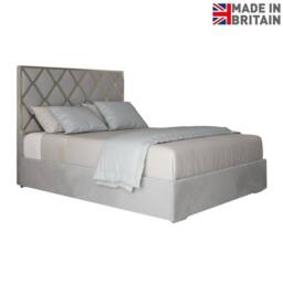 Casani Sudbury Upholstered Soft Velvet Grey Metal Designer Bed Frame - Size: Single - thumbnail 4