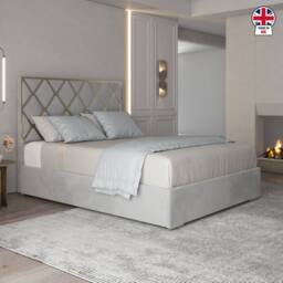 Casani Sudbury Upholstered Soft Velvet Grey Metal Designer Bed Frame - Size: Single - thumbnail 5