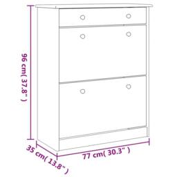 Berkfield Home Shoe Cabinet ALTA 77x35x96 cm Solid Wood Pine in Natural - Size: 77 x 35 x 96 cm - thumbnail 9