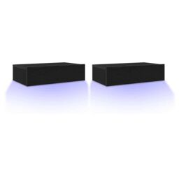 Berkfield Home TV Cabinets with LED Lights 2 pcs Black Oak 60x35x15.5 cm - thumbnail 3