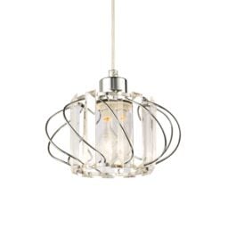 Modern Pendant Lamp Shade with Clear Acrylic Rectangular Prims and Twisted Frame