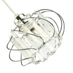 Happy Homewares Modern Pendant Lamp Shade with Clear Acrylic Rectangular Prims & Twisted Frame in Silver - thumbnail 3