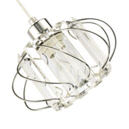 Happy Homewares Modern Pendant Lamp Shade with Clear Acrylic Rectangular Prims & Twisted Frame in Silver - thumbnail 4
