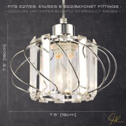 Happy Homewares Modern Pendant Lamp Shade with Clear Acrylic Rectangular Prims & Twisted Frame in Silver - thumbnail 6