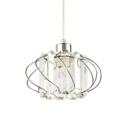 Happy Homewares Modern Pendant Lamp Shade with Clear Acrylic Rectangular Prims & Twisted Frame in Silver - thumbnail 2