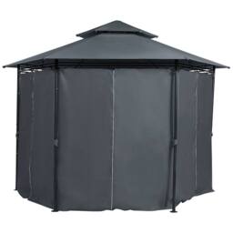 Wyld and Coco Hexagonal Garden Gazebo Black Steel Dark Grey UV Resistant - thumbnail 3
