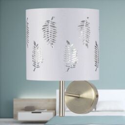 First Choice Lighting Set of 2 Brea - Antique Brass Wall Lights with White Fern Shades in Gold - thumbnail 4