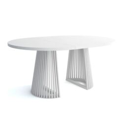 Heze Furniture Ruston Modern Round Extendable Dining Table with Slats in White - Size: 100 cm x 100 cm - thumbnail 4