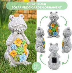 ILFD Group Ltd Solar Frog Garden Ornament in Grey - Size: 3 Pack - thumbnail 5