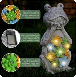 ILFD Group Ltd Solar Frog Garden Ornament in Grey - Size: 3 Pack - thumbnail 4