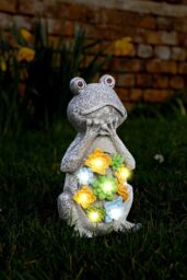ILFD Group Ltd Solar Frog Garden Ornament in Grey - Size: 3 Pack - thumbnail 2