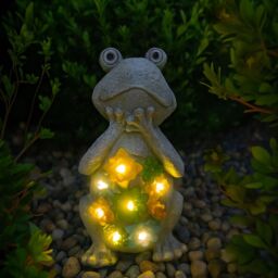 ILFD Group Ltd Solar Frog Garden Ornament in Grey - Size: 3 Pack - thumbnail 1