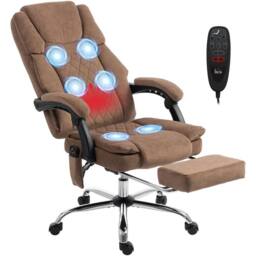 Nordara Brown Executive Office Chair Massage Heating Ergonomic Desk Chair - Size: 100 cm x 15 cm