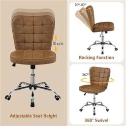 Kelvenix Mid-back Office Chair Faux Leather Computer Chair in Brown - Size: 0.6m2 - thumbnail 4