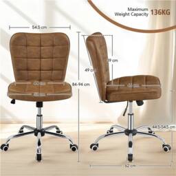 Kelvenix Mid-back Office Chair Faux Leather Computer Chair in Brown - Size: 0.6m2 - thumbnail 2