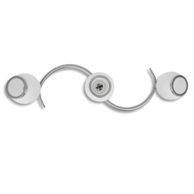 Berkfield Home Modern Ceiling Lamp with Glass Shades on Waving Rail for 3 E14 Bulb in White - image 1