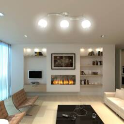 Berkfield Home Modern Ceiling Lamp with Glass Shades on Waving Rail for 3 E14 Bulb in White - thumbnail 5