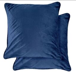 New Edge Blinds Deco Collection Soft Velvet Geometric Cushion Cover in Blue - Size: 43 cm x 43 cm