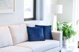 New Edge Blinds Deco Collection Soft Velvet Geometric Cushion Cover in Blue - Size: 43 cm x 43 cm - thumbnail 2