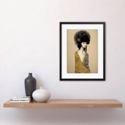 "Artery8 Golden Geisha Abstract Elegant Painting Artwork Framed Art Print in Beige - Size: W12"" x H16""" - thumbnail 2