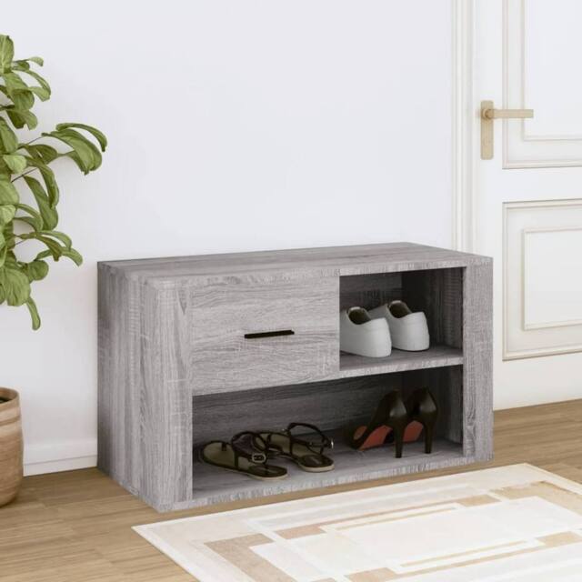 Berkfield Home Shoe Cabinet Grey Sonoma 80x35x45 cm Engineered Wood - Size: 80 x 35 x 45 cm - image 1