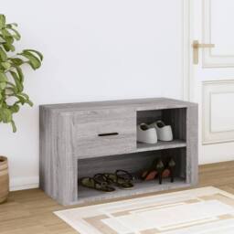 Berkfield Home Shoe Cabinet Grey Sonoma 80x35x45 cm Engineered Wood - Size: 80 x 35 x 45 cm - thumbnail 1