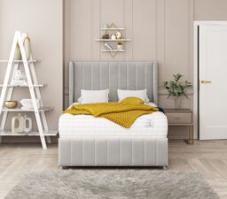 "Bed Choices Moscow Divan Bed 2 drawers, Mattress & 54"" Floor Standing Headboard in Mustard - Size: Double" - thumbnail 2