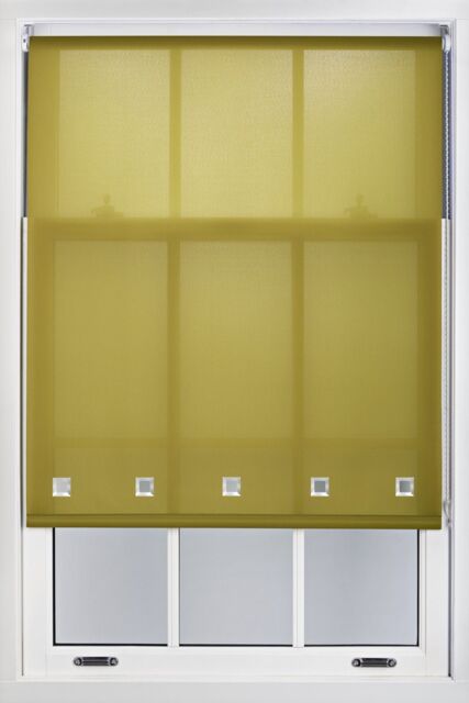 Furnished Daylight Roller Blind with Chrome Square Eyelets - Trimmable Window Shade in Green - Size: 200 cm width x 210 cm drop - image 1