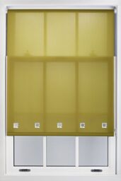 Furnished Daylight Roller Blind with Chrome Square Eyelets - Trimmable Window Shade in Green - Size: 200 cm width x 210 cm drop
