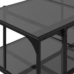 Berkfield Home Modern Coffee Table with Black Glass Top 98.5x50x45 cm Steel - thumbnail 8