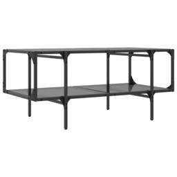 Berkfield Home Modern Coffee Table with Black Glass Top 98.5x50x45 cm Steel - thumbnail 6