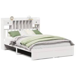 Berkfield Home Bookcase Bed without Mattress White 160x200cm Solid Wood Pine - Size: 160x200 cm - thumbnail 1