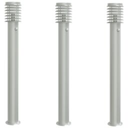Berkfield Home Outdoor Floor Lamps with Sensors 3pcs Silver 110cm Stainless Steel - thumbnail 2