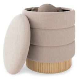 Kelvenix 35L Modern Round Storage Ottoman in Beige - Size: 0.6m2 - thumbnail 1