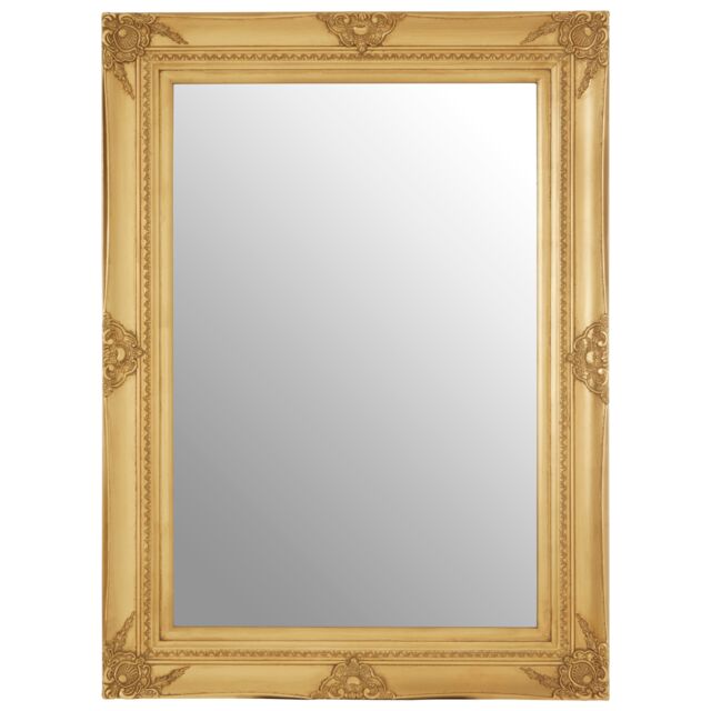 Orsina Baroque Rectangular Wall Mirror, Silver Finish Wooden Mirror With Motifs, Antique Wall Mirror, Statement Mirror in Gold - image 1