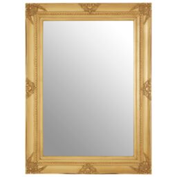 Orsina Baroque Rectangular Wall Mirror, Silver Finish Wooden Mirror With Motifs, Antique Wall Mirror, Statement Mirror in Gold - thumbnail 1