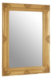 Orsina Baroque Rectangular Wall Mirror, Silver Finish Wooden Mirror With Motifs, Antique Wall Mirror, Statement Mirror in Gold - thumbnail 2