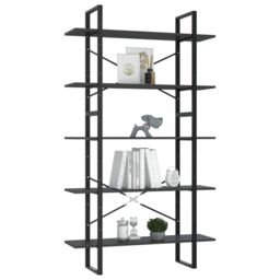 Berkfield Home 5-Tier Book Cabinet Grey 100x30x175 cm Engineered Wood - Size: 100 x 30 x 175 cm - thumbnail 3