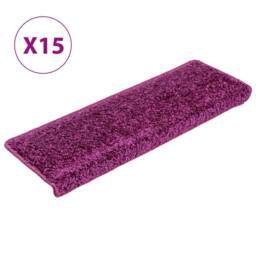 Berkfield Home Carpet Stair Treads 15 pcs 65x21x4 cm Violet in Purple - Size: Medium - thumbnail 2