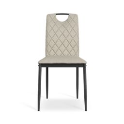 More4Homes Set Of 2 Monza Fabric Dining Chair Modern Padded Seat Metal Legs Kitchen in Beige - thumbnail 3