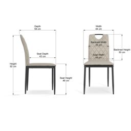 More4Homes Set Of 2 Monza Fabric Dining Chair Modern Padded Seat Metal Legs Kitchen in Beige - thumbnail 7