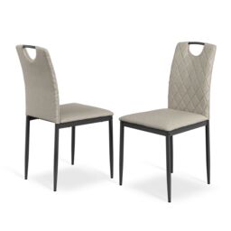 More4Homes Set Of 2 Monza Fabric Dining Chair Modern Padded Seat Metal Legs Kitchen in Beige - thumbnail 6