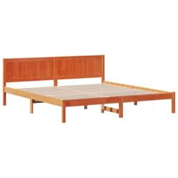 Berkfield Home Modern Wax Brown Pine Bed Frame Wax Brown Solid Pine Wood 180 x 200 cm - thumbnail 3