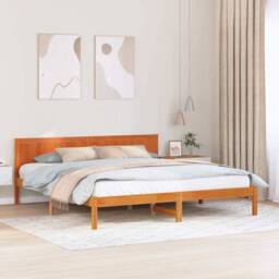 Berkfield Home Modern Wax Brown Pine Bed Frame Wax Brown Solid Pine Wood 180 x 200 cm - thumbnail 2