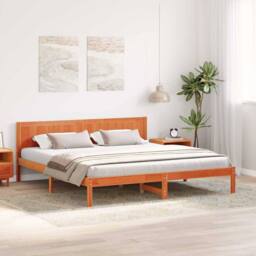 Berkfield Home Modern Wax Brown Pine Bed Frame Wax Brown Solid Pine Wood 180 x 200 cm - thumbnail 4