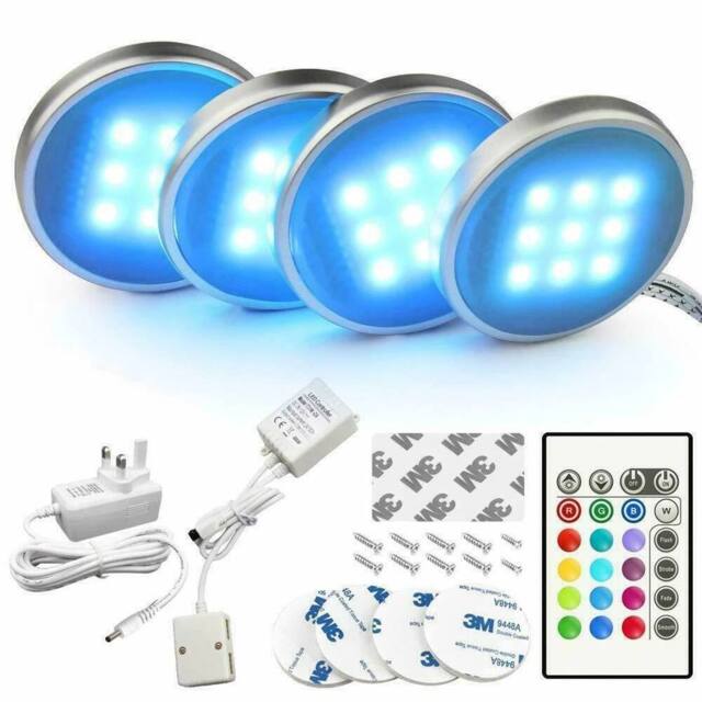 EONLION 4X RGB LED Under Cabinet Light Kit Counter Kitchen Display in White - image 1
